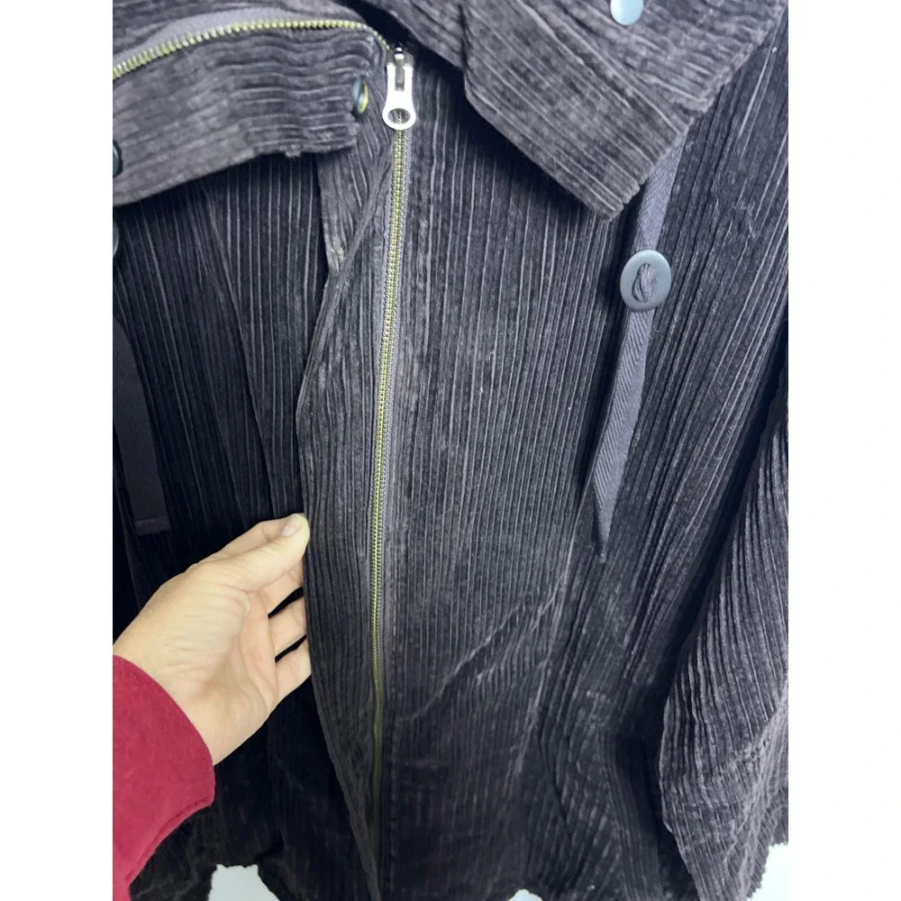 Eileen Fisher Brown Organic Cotton Wide Wale Corduroy Oversized Jacket XL Ethica